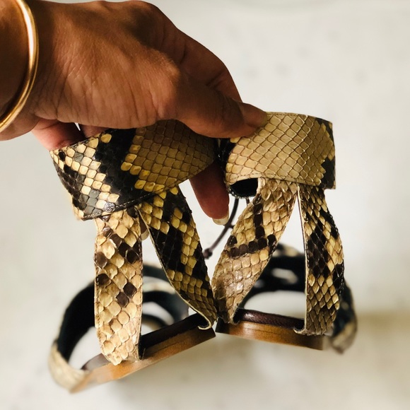 Vintage Hiroko Koshino Python Ankle-Wrap Sandals - Picture 5 of 8